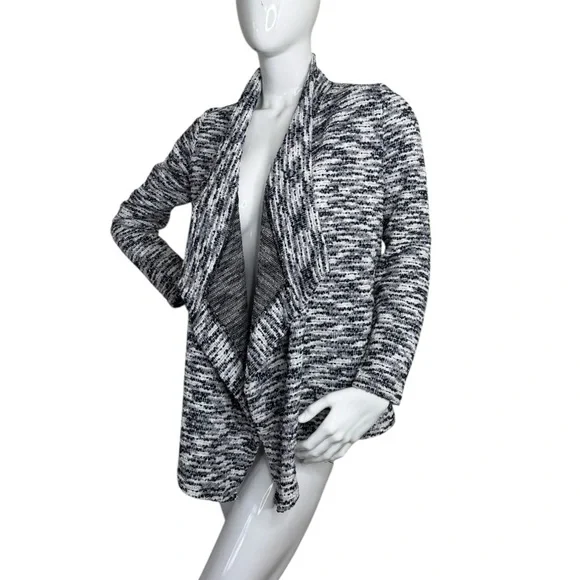 Vince Camuto Navy grey White Waterfall draped Front Long Sleeve jacket Sweater S - Picture 4 of 15